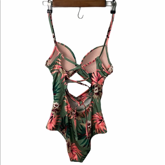 Shade & shore green tropical one piece swim 34B - Picture 4 of 6